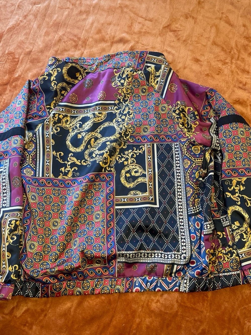 Urban Outfitters Black Multi-Print Patchwork Bomber - Picture 7 of 8